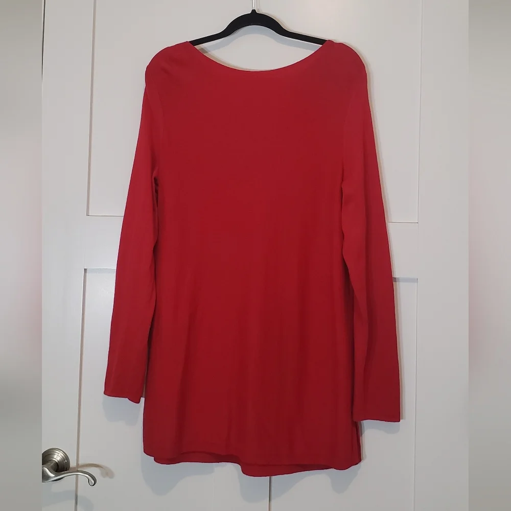 J Jill Tunic Red Long Sleeve Soft Stretchy Large Cotton Viscose Nylon